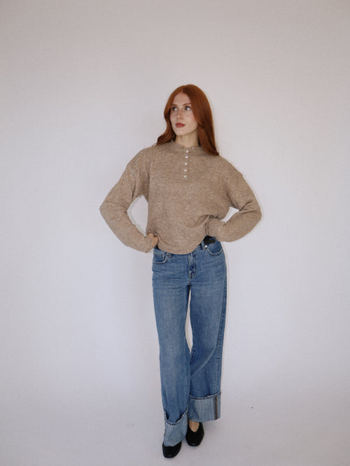 Tan Henley Pull Over