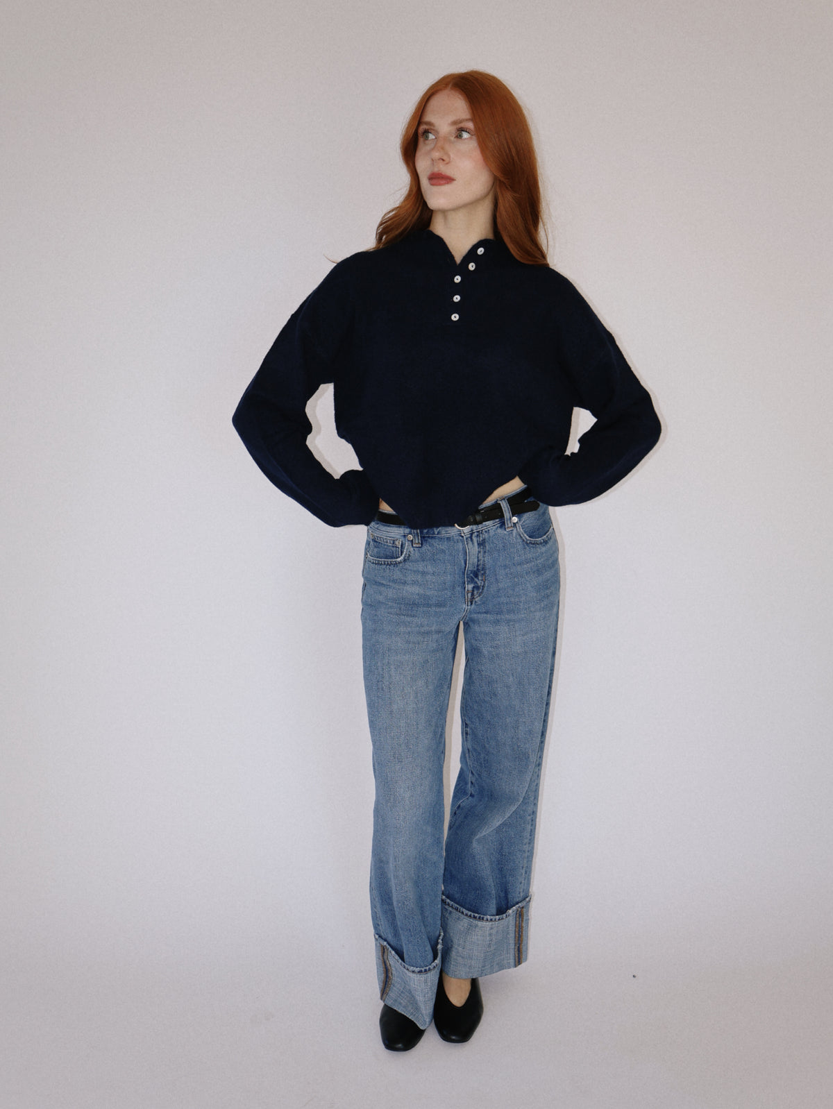 Navy Henley Pull Over