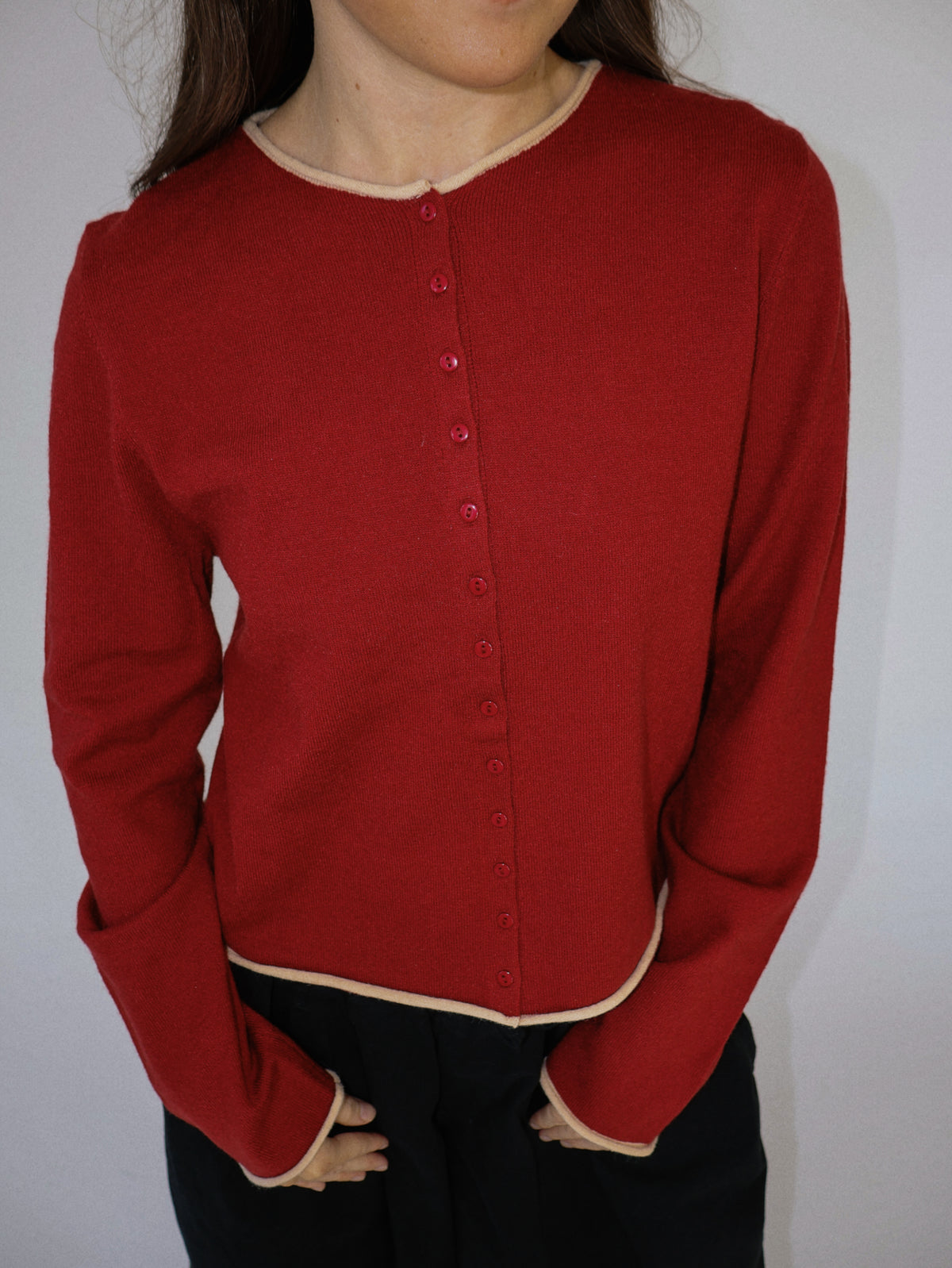 Rolled Trimmed Cardigan