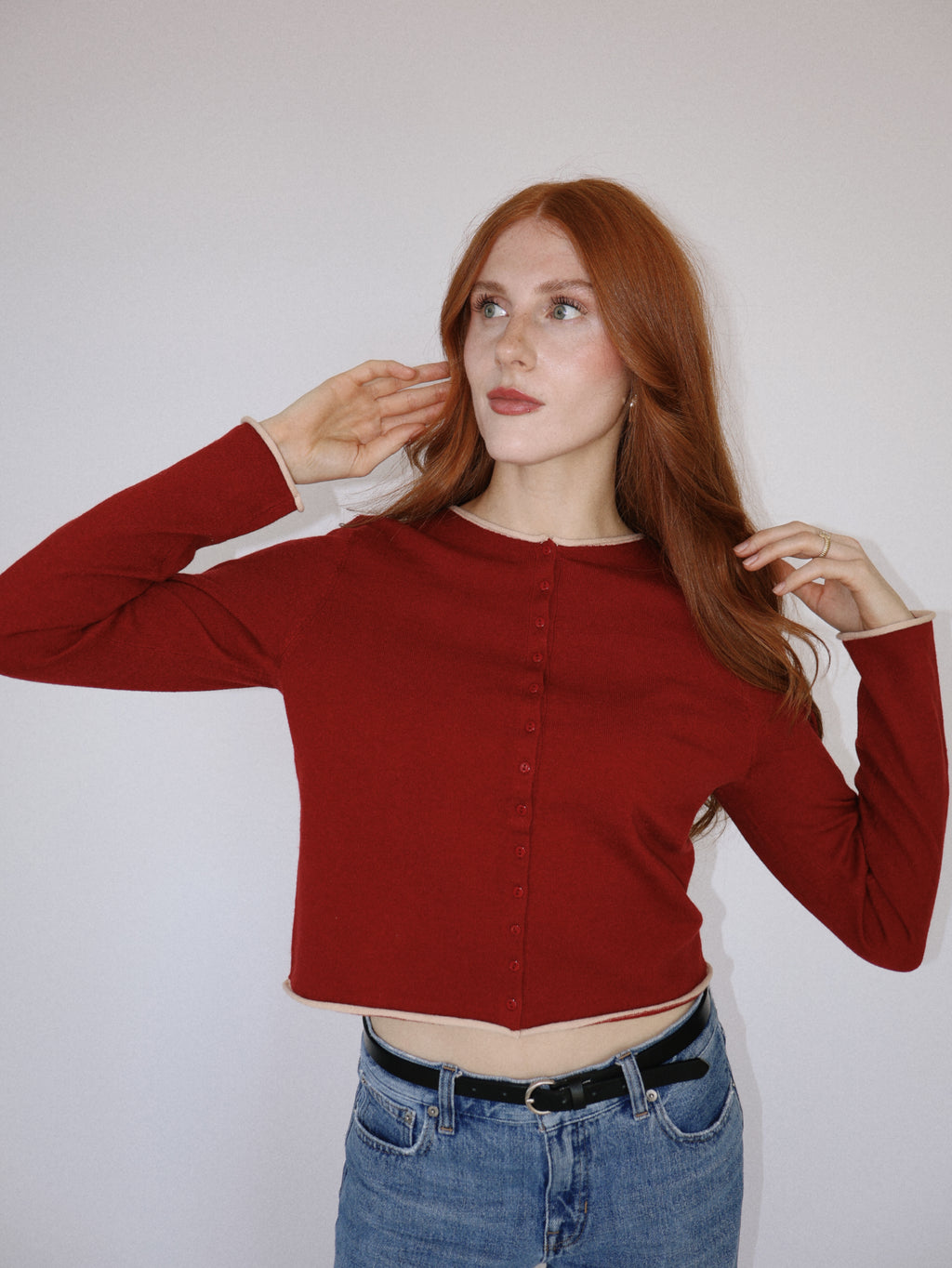 Rolled Trimmed Cardigan