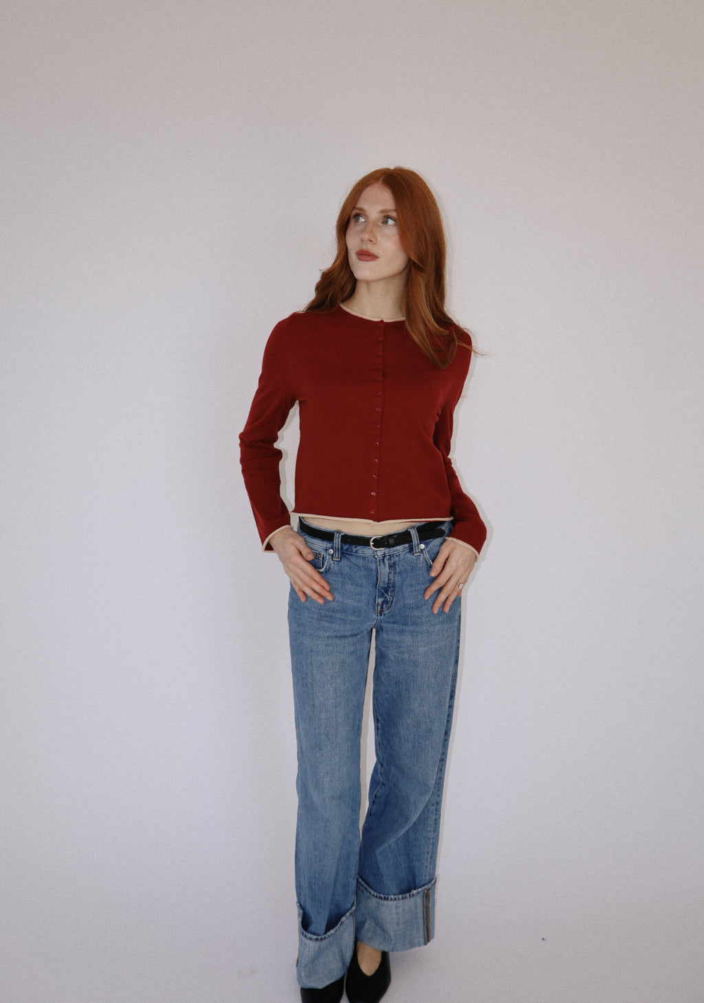 Rolled Trimmed Cardigan