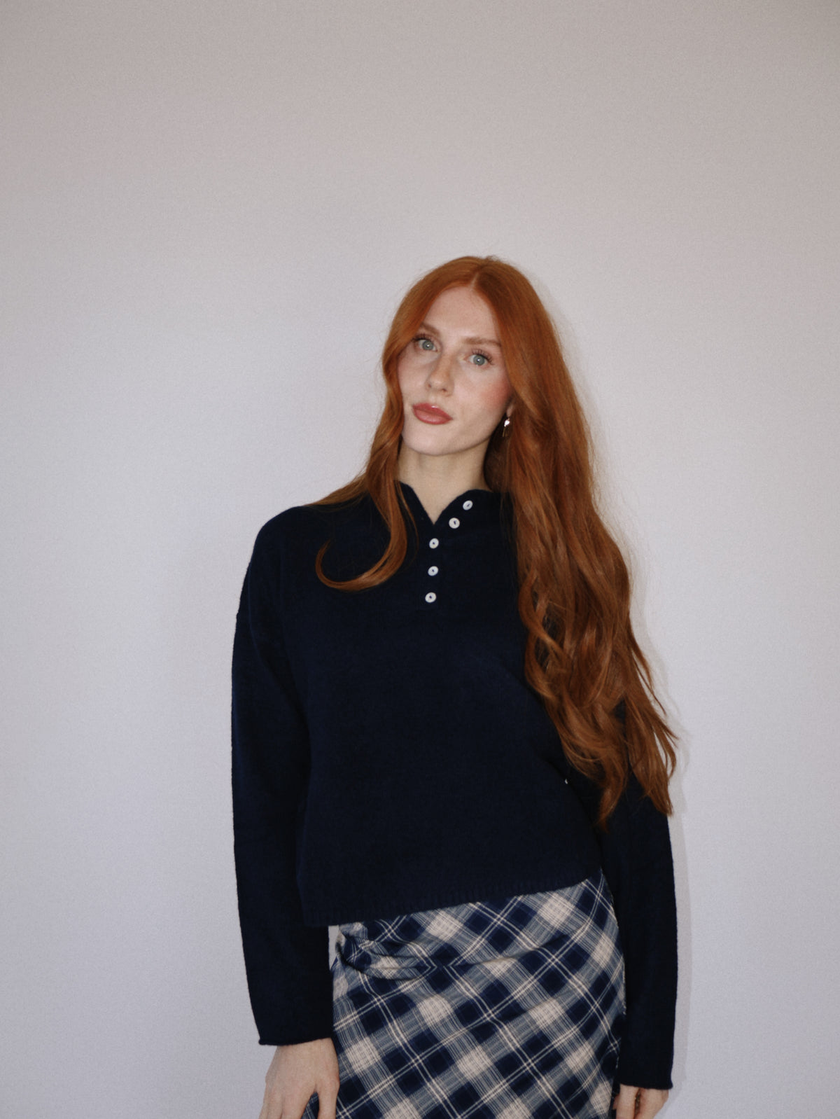 Navy Henley Pull Over
